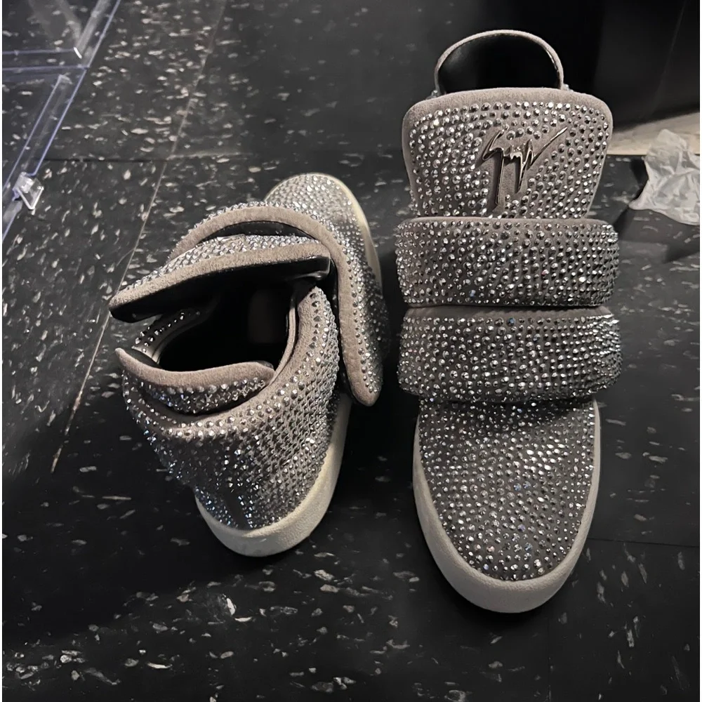 Giuseppe Zanotti Silver Metallic High-Top Sneakers with Side Zips GIUSEPPE ZANOTTI DESIGN Metallic Hi-top Sneakers – Shoes Post main image 2